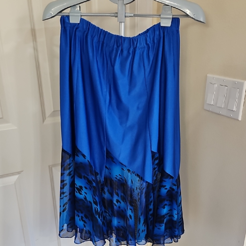 Blue Leopard Patterned Women's Slip Skirt